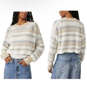 Free People Devon Striped Cropped Sweater size XS